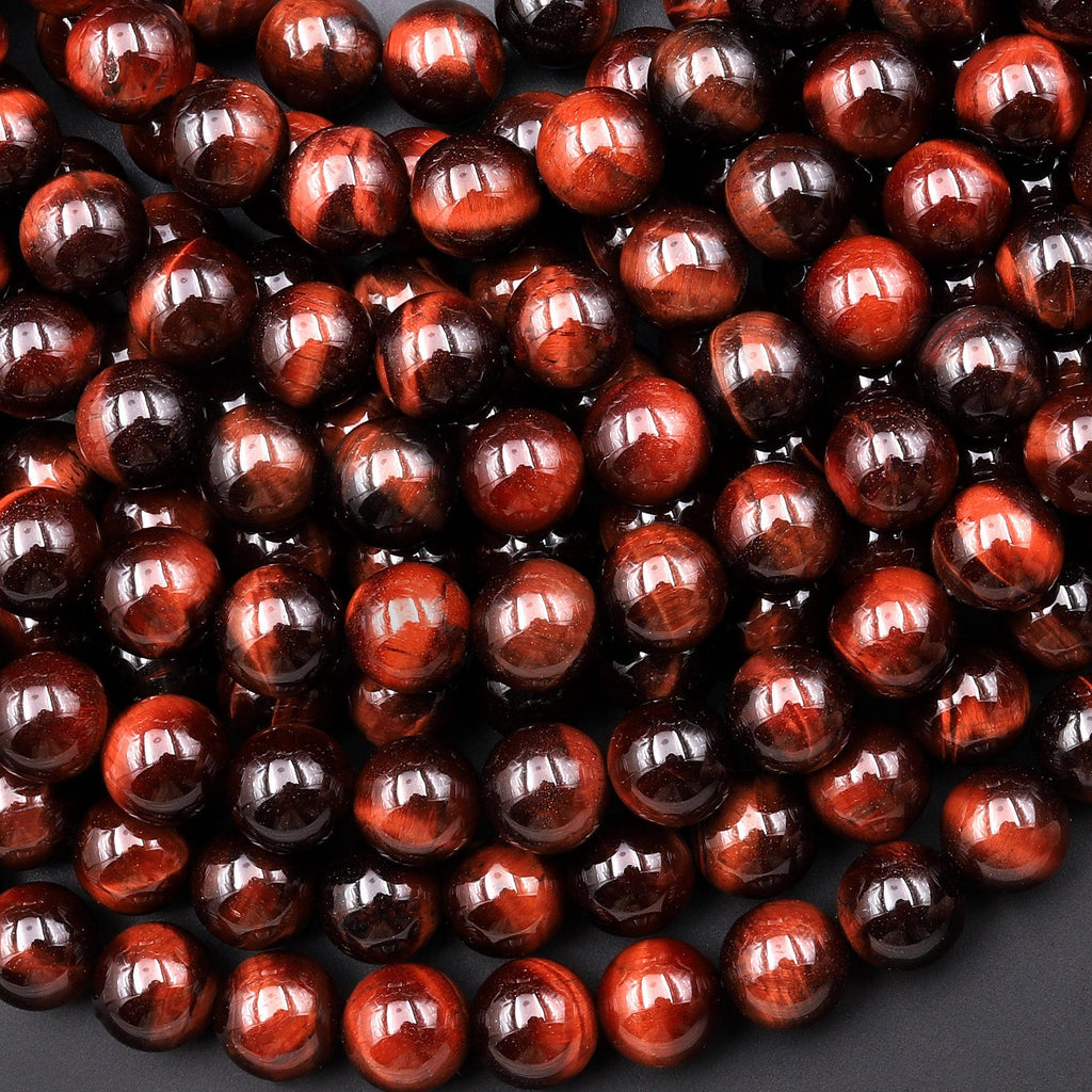 Natural Red Tiger's Eye Beads Smooth Round 4mm 6mm 8mm 10mm 15.5" Strand