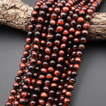 Natural Red Tiger's Eye Beads Smooth Round 4mm 6mm 8mm 10mm 15.5" Strand