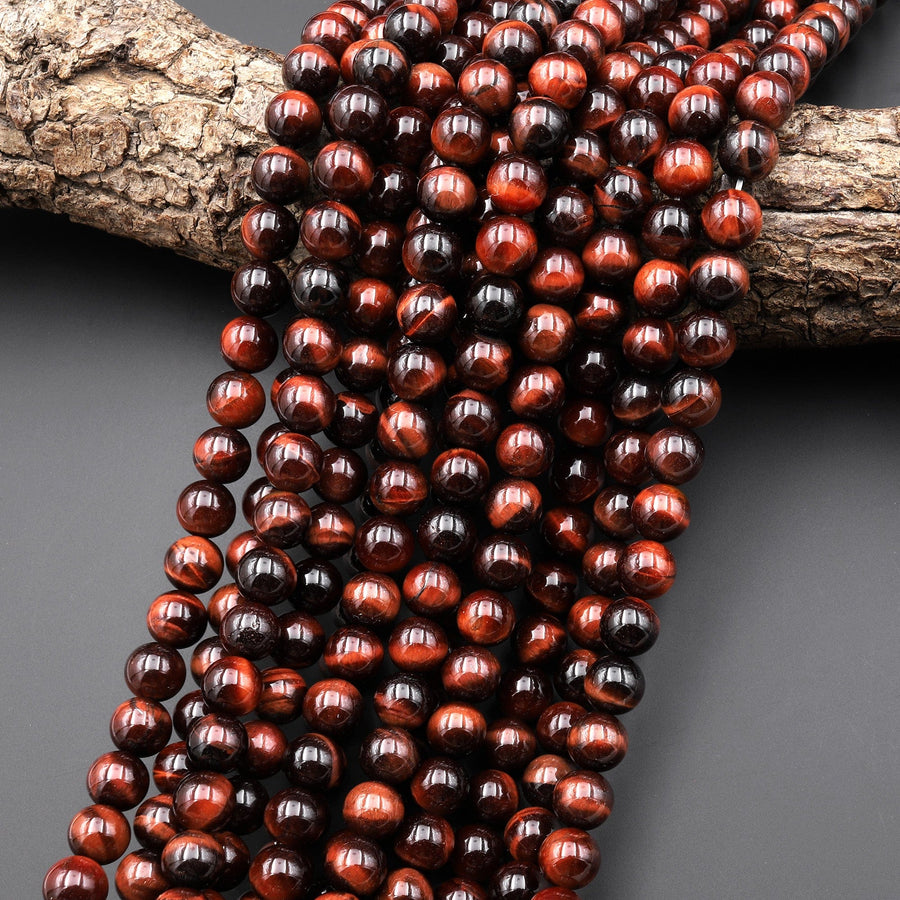 Natural Red Tiger's Eye Beads Smooth Round 4mm 6mm 8mm 10mm 15.5" Strand
