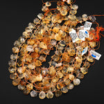 Natural Raw Yellow Citrine Beads Freeform Teardrop Shape Hand Cut Gemstone 15.5" Strand