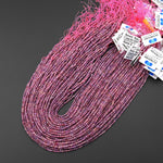 Natural Burma Ruby Faceted 2mm 3mm Round Beads Real Gemstone Micro Diamond Cut 15.5" Strand