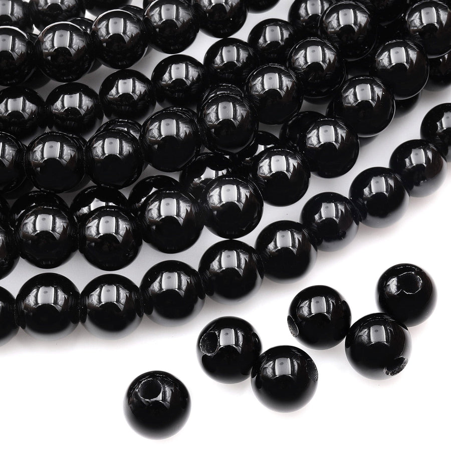 AAA Large Hole Beads 2mm 3mm Drill Natural Onyx 6mm 8mm 10mm Round Beads 8" Strand