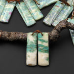 Natural Green Fuchsite Earring Pair Rectangle Matched Gemstone Beads