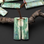 Natural Green Fuchsite Earring Pair Rectangle Matched Gemstone Beads