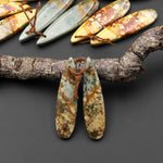 Natural Owyhee Picture Jasper Teardrop Earring Pair Drilled Matched Gemstone Beads From Oregon