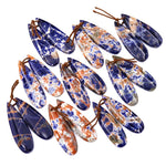 Natural Orange Sodalite Teardrop Earring Pair Drilled Matched Gemstone Beads