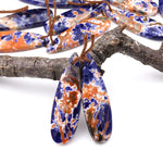 Natural Orange Sodalite Teardrop Earring Pair Drilled Matched Gemstone Beads