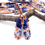 Natural Orange Sodalite Teardrop Earring Pair Drilled Matched Gemstone Beads