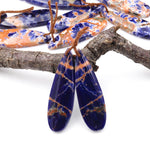 Natural Orange Sodalite Teardrop Earring Pair Drilled Matched Gemstone Beads