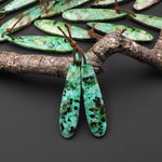 Natural Apple Green Parrot Wing Chrysocolla Teardrop Earring Pair Matched Gemstone Beads