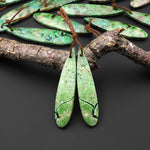 Natural Apple Green Parrot Wing Chrysocolla Teardrop Earring Pair Matched Gemstone Beads