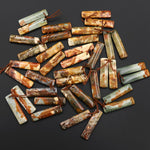 Natural Owyhee Picture Jasper Rectangle Earring Pair Drilled Matched Gemstone From Oregon