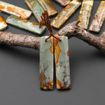 Natural Owyhee Picture Jasper Rectangle Earring Pair Drilled Matched Gemstone From Oregon