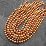 Large Golden Apricot Pearl 10mm Off Round Pearl Shimmery Pearly Iridescent Genuine Freshwater Pearl 15.5" Strand