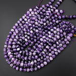 Natural Chevron Amethyst 6mm 8mm 10mm 12mm Faceted Round Beads Striking Eye Catching White Stripes 15.5" Strand