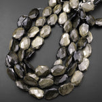 Large Natural Golden Obsidian Faceted Rectangle Beads 15.5" Strand