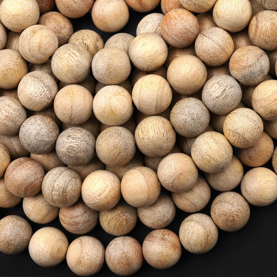 Light Brown Real Natural Sandalwood Beads 4mm 6mm 8mm 10mm 12mm Aromatic Pure Wood Great For Mala Prayer Meditation Therapy 15.5" Strand