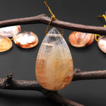 Rare Natural Red Phantom Quartz Puffy Teardrop Pendant Side Drilled Gemstone Focal Bead