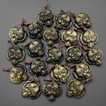 AAA Hand Carved Natural Golden Obsidian Tiger Head Pendant Gemstone Focal Bead