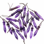 Natural Purple Amethyst Carved Wand Ritual Dagger Pendant Drilled Crystal Gemstone Bead Pendulum