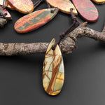 Hand Cut Natural Red Creek Jasper Smooth Flat Teardrop Pendant Aka Multicolor Picasso Jasper
