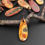 Hand Cut Natural Red Creek Jasper Smooth Flat Teardrop Pendant Aka Multicolor Picasso Jasper