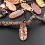 Hand Cut Natural Red Creek Jasper Smooth Flat Teardrop Pendant Aka Multicolor Picasso Jasper