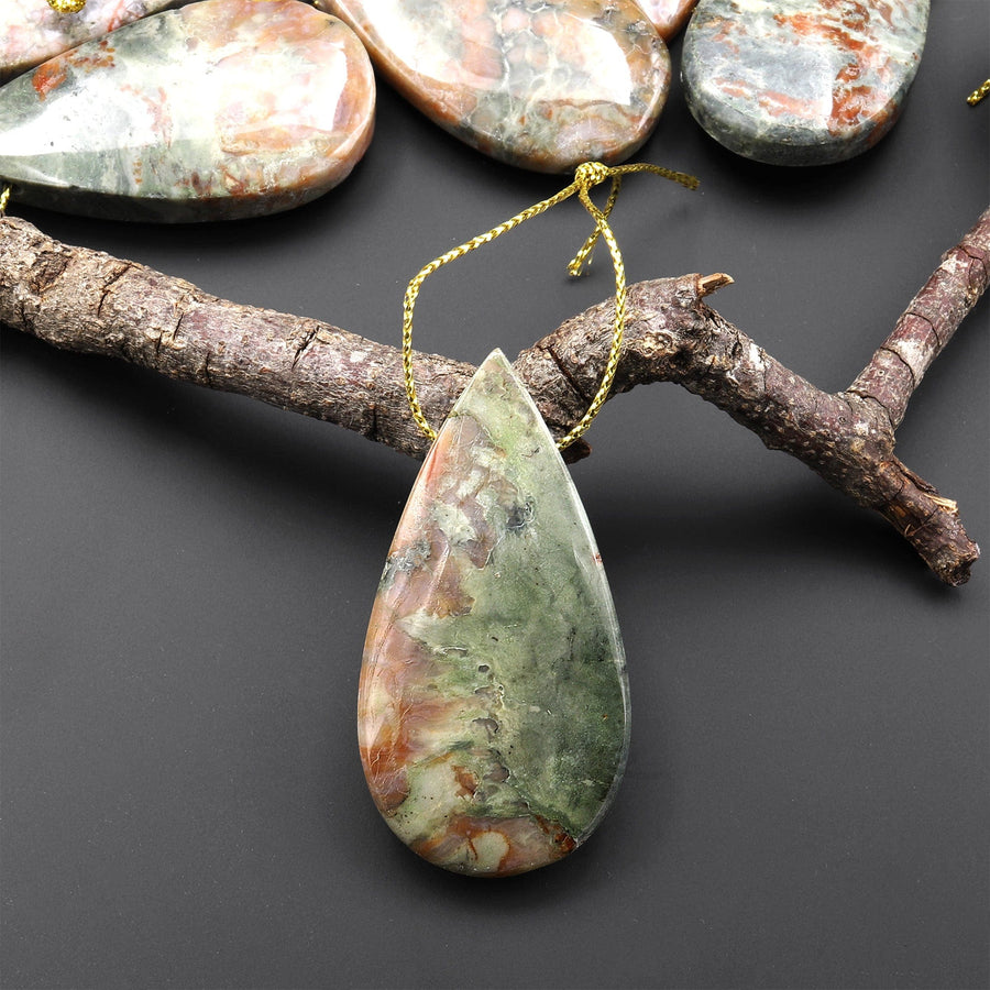 Real Genuine Natural Dinosaur Coprolite Dung Teardrop Pendant Side Drilled Gemstone from Utah