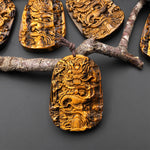 AAA Hand Carved Natural Tiger's Eye Flying Dragon Pendant Gemstone Focal Bead