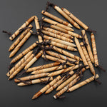 Natural Picture Jasper Thin Long Spike Top Side Drilled Pendant - Earth Tone Wands of Grounding Energy