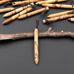 Natural Picture Jasper Thin Long Spike Top Side Drilled Pendant - Earth Tone Wands of Grounding Energy