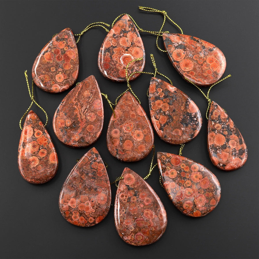 Natural Mexican Desert Rose Jasper Teardrop Pear Pendant Side Drilled Gemstone