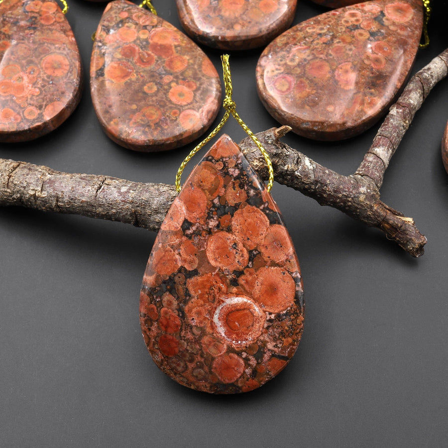 Natural Mexican Desert Rose Jasper Teardrop Pear Pendant Side Drilled Gemstone