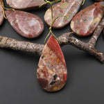 Natural Australian Chert Breccia Teardrop Side Drilled Pendant Focal Bead