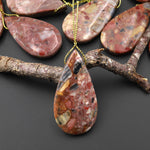 Natural Australian Chert Breccia Teardrop Side Drilled Pendant Focal Bead