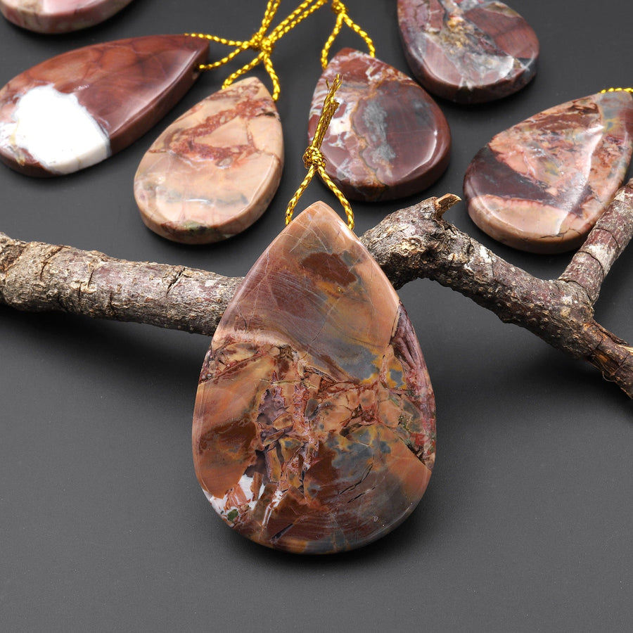 Natural Butterfly Jasper from Mexico Side Drilled Teardrop Pendant