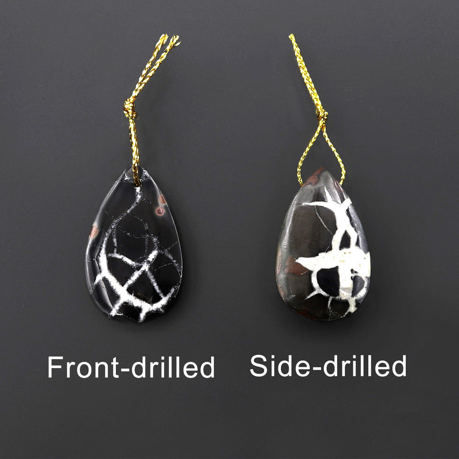 Natural Septarian Fossil Teardrop Pendant Top Drilled Gemstone
