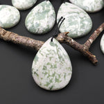 Natural Peace Jasper Teardrop Pendant Soft Green Violet Pink Purple Colors