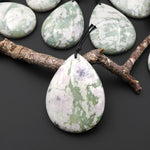 Natural Peace Jasper Teardrop Pendant Soft Green Violet Pink Purple Colors