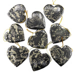 Rare Natural Pyrite in Magnetite Heart Pendant Side Drilled Gemstone Focal Bead