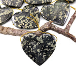 Rare Natural Pyrite in Magnetite Heart Pendant Side Drilled Gemstone Focal Bead