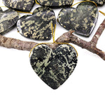 Rare Natural Pyrite in Magnetite Heart Pendant Side Drilled Gemstone Focal Bead