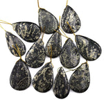 Rare Natural Pyrite in Magnetite Teardrop Pendant Side Drilled Gemstone Focal Bead