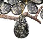 Rare Natural Pyrite in Magnetite Teardrop Pendant Side Drilled Gemstone Focal Bead