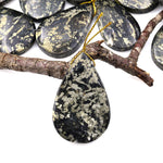 Rare Natural Pyrite in Magnetite Teardrop Pendant Side Drilled Gemstone Focal Bead