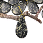 Rare Natural Pyrite in Magnetite Teardrop Pendant Side Drilled Gemstone Focal Bead