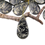 Rare Natural Pyrite in Magnetite Teardrop Pendant Side Drilled Gemstone Focal Bead
