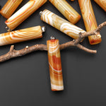 Natural Orange Yellow Carnelian Long Cylinder Pendant Natural Crystal Focal Bead