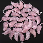 AAA Hand Carved Natural Pink Rose Quartz Angel Wing Pendant Bead Drilled Gemstone