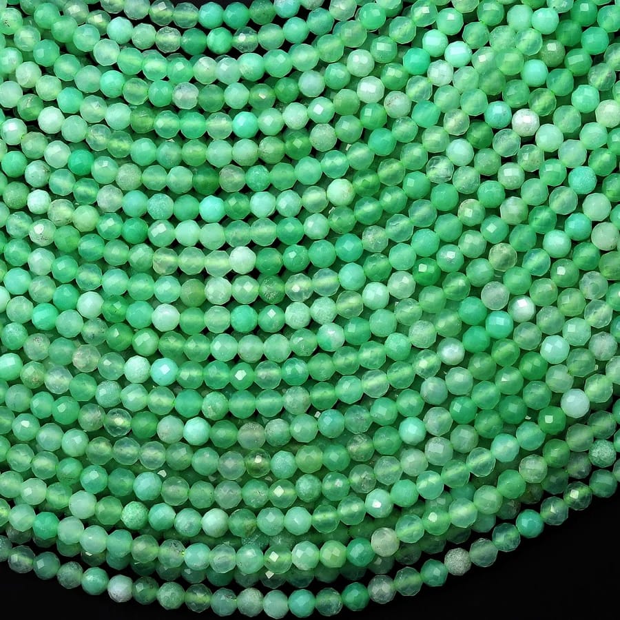 AAA Faceted Natural Australian Green Chrysoprase Round 2mm 3mm 4mm 6mm Beads Gemstone Beads 15.5" Strand